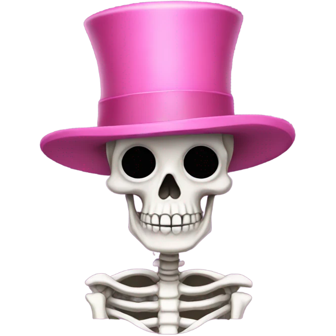 Skeleton with a comically large pink top hat  emoji