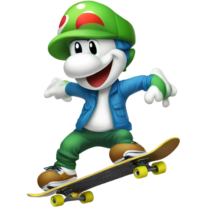 yoshi new year skate boarding emoji