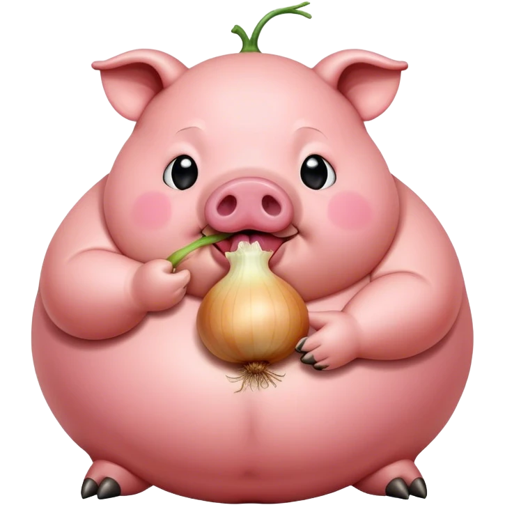 comically large fat pig eating an onion  emoji