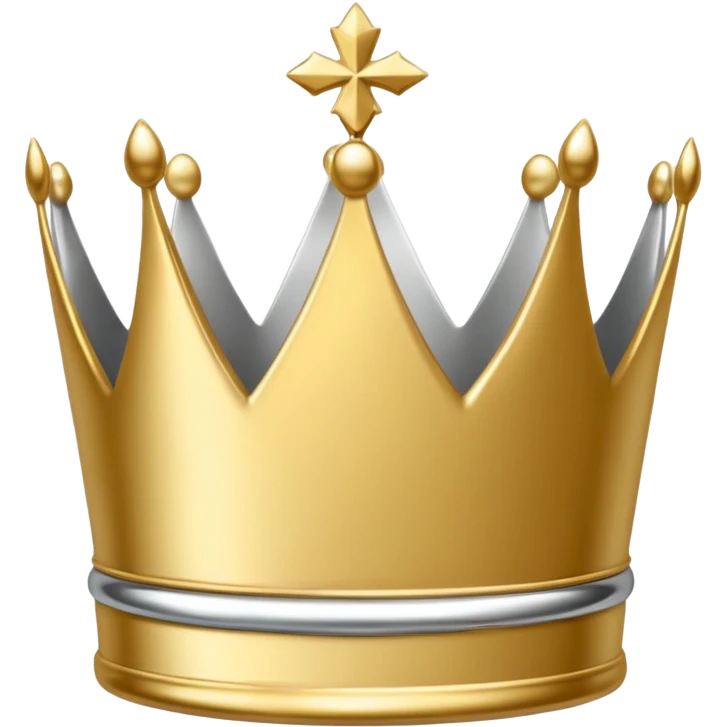 A luxury silver crown emoji, chrome metallic finish, smooth rounded edges, subtle sparkle, polished reflective surface, cute proportions, iOS emoji style, centered on a clean white background, soft studio lighting, no outlines emoji