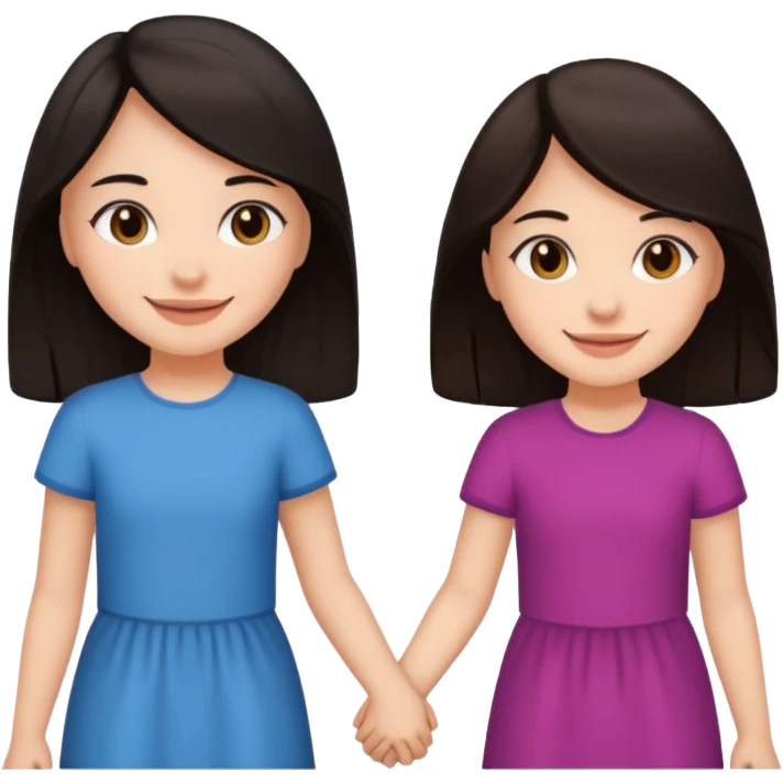Two friends holding hands girls dark hair emoji