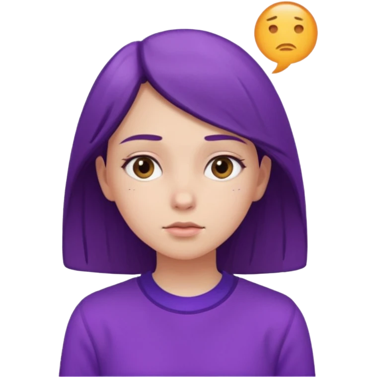 دخترکی با تیپ بنفش و حالت متفکر emoji