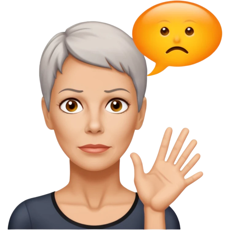 Jamie Lee Curtis speaks the word “trauma” in a text bubble emoji