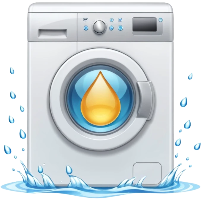 create an icon for white washing machine with big water drop in front emoji