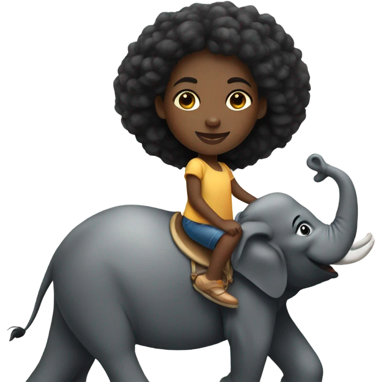 Black girl riding elephant emoji