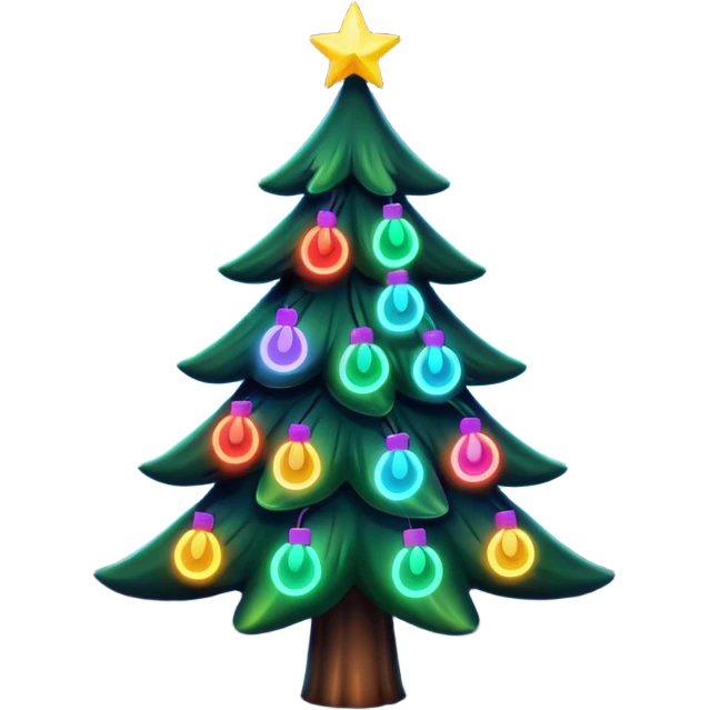christmas tree with neon lights emoji