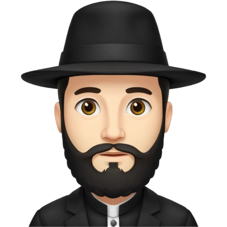 orthodox jewish man, traditional attire, beard, hat emoji