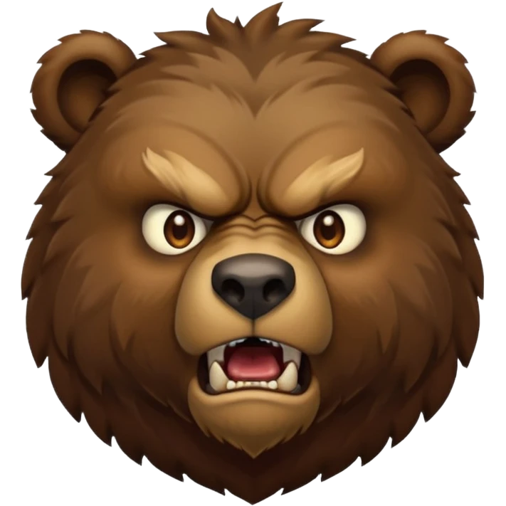 An ancient bear, forest guardian, aggressive angry, front profile, face portrait focus emoji