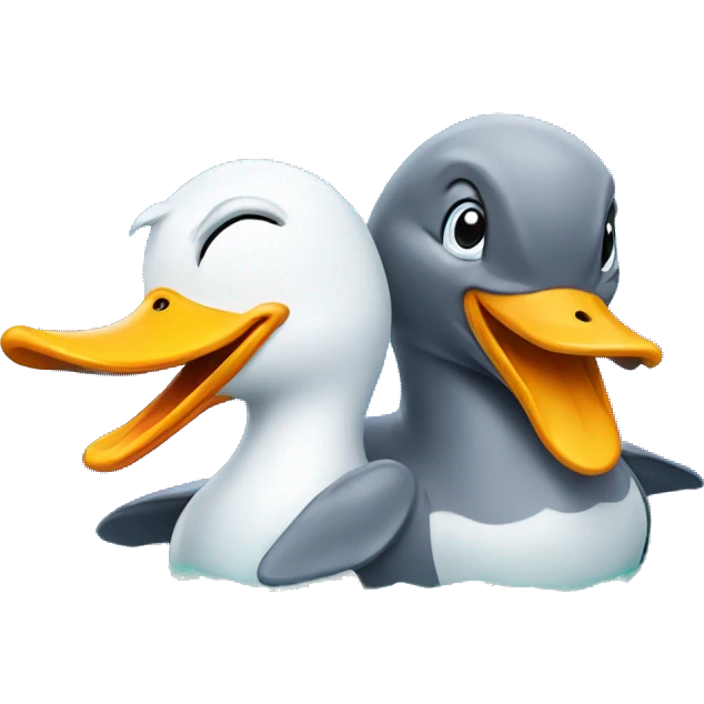 duck and a dolphin emoji