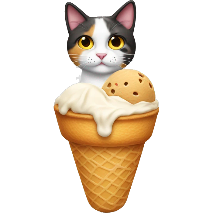 Icecream with calico cat emoji