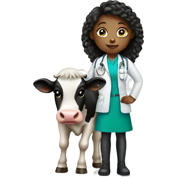 Girl vet with cow emoji