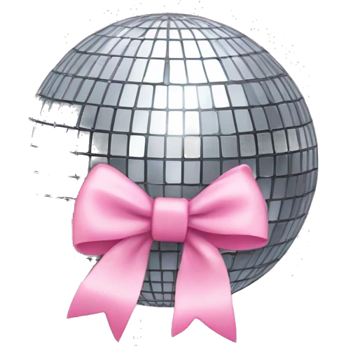 Disco ball with light pink bow emoji