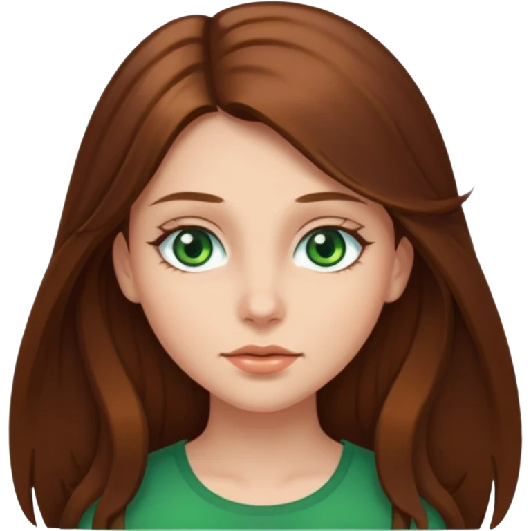 Girl long hair brown greeen eye  emoji