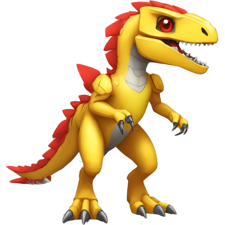  Edgy Red Yellow Shiny Digimon-Fakemon-Velociraptor-Dragon-Mecha full body emoji