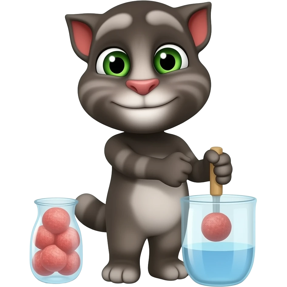 Talking Tom can I mix you food meatball and water no I don't yucky emoji