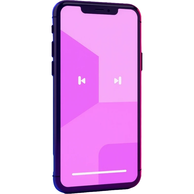 smartphone screen showing video tutorial interface, pink and light blue colors, with neon glow lines, blue neon light on top left, purple neon light on bottom right emoji