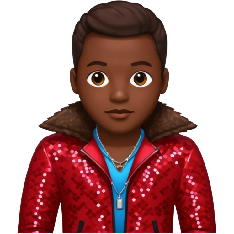 Bobby Brown (b.1969) from New Edition with dark brown hair, red sequin outfit emoji