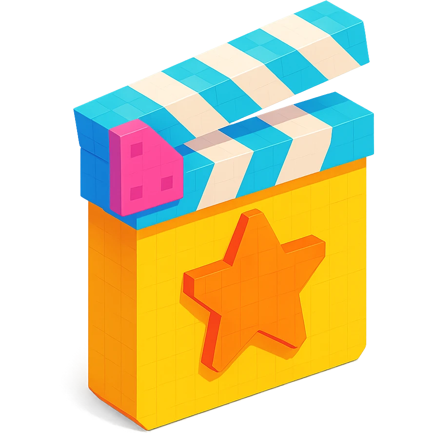 movie clapperboard with a star emblem, isometric view emoji