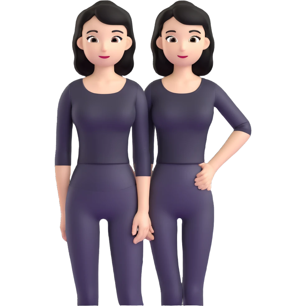 girl with black shoulder-length hair wearing a black tight-fitting top emoji