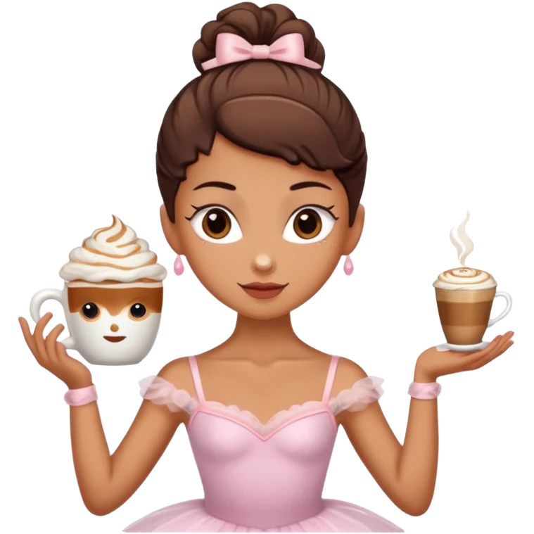 a ballerina with a head as a cup of capuchino  emoji