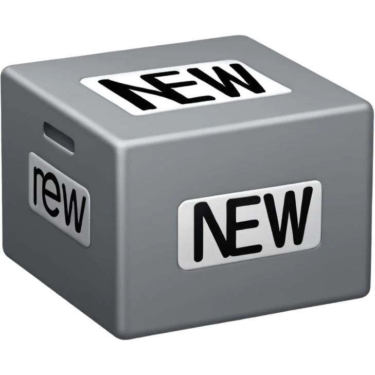 create the word " NEW" In grey color square shape box in capital letter emoji