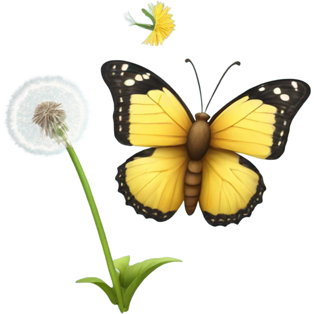 Butterfly flying on a dandelion  emoji