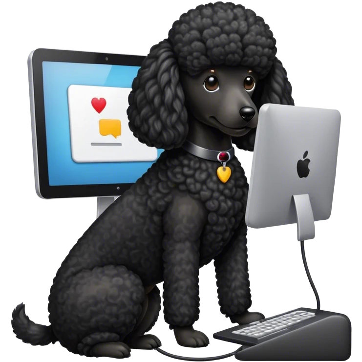 black poodle with computer  emoji