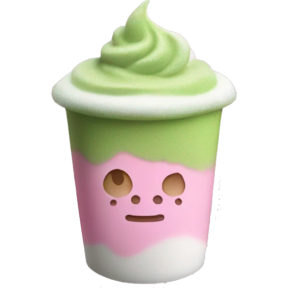 Matcha with pink cold foam emoji