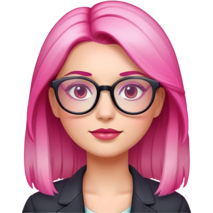 woman with gradient hair from dark to pink with glasses emoji