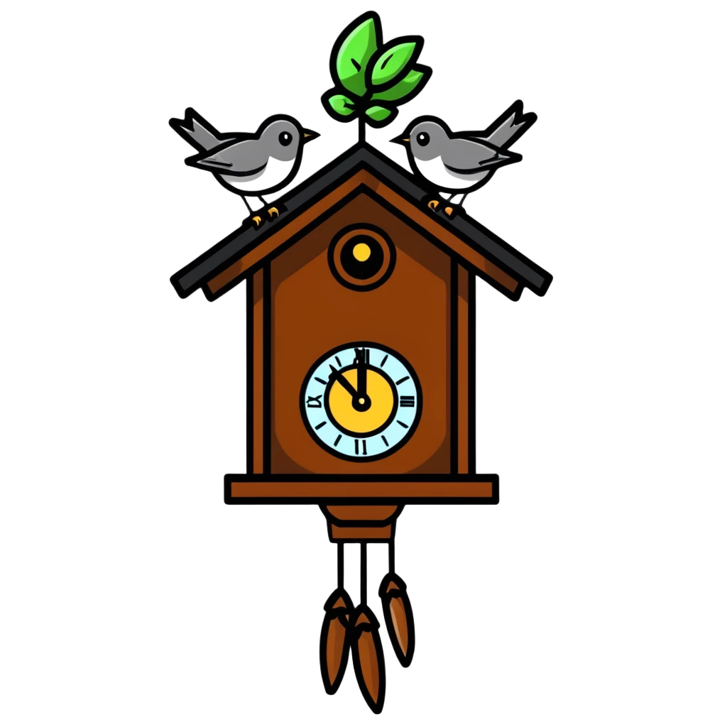 cuckoo clock with bird popping out emoji