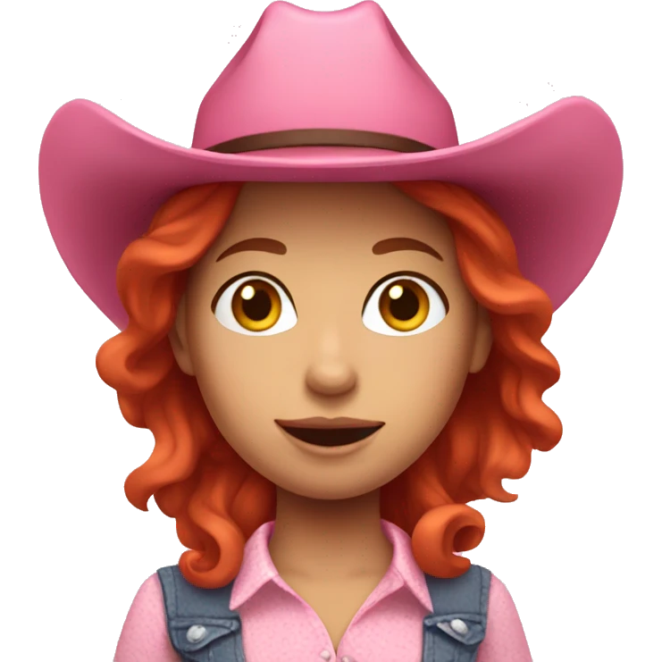 Red hair girl in pink cowgirl outfit emoji