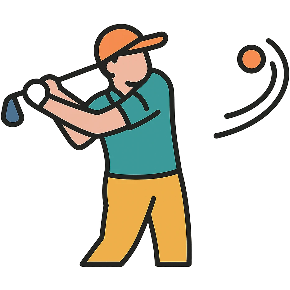 A golfer hitting a slice emoji