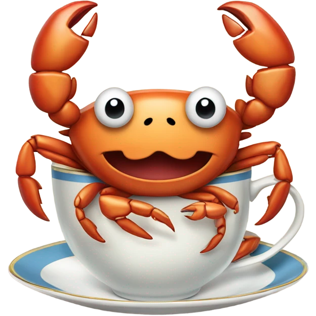 ￼ British crab with a moustache wearing in an Oracle drinking a cup of tea ￼ emoji