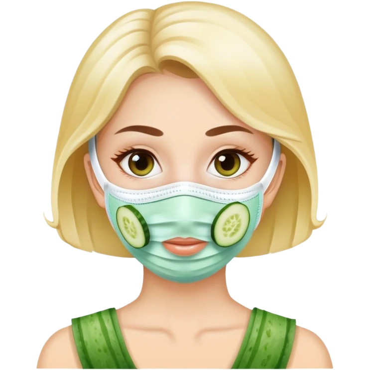 Lady wearing face mask and eye cucumbers  emoji