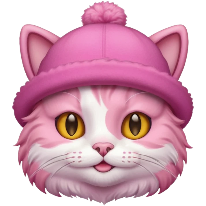 Pink cat whit a hat  emoji