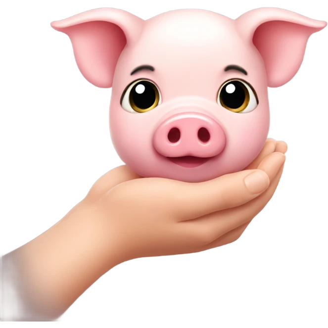 Tiny pig in hands emoji
