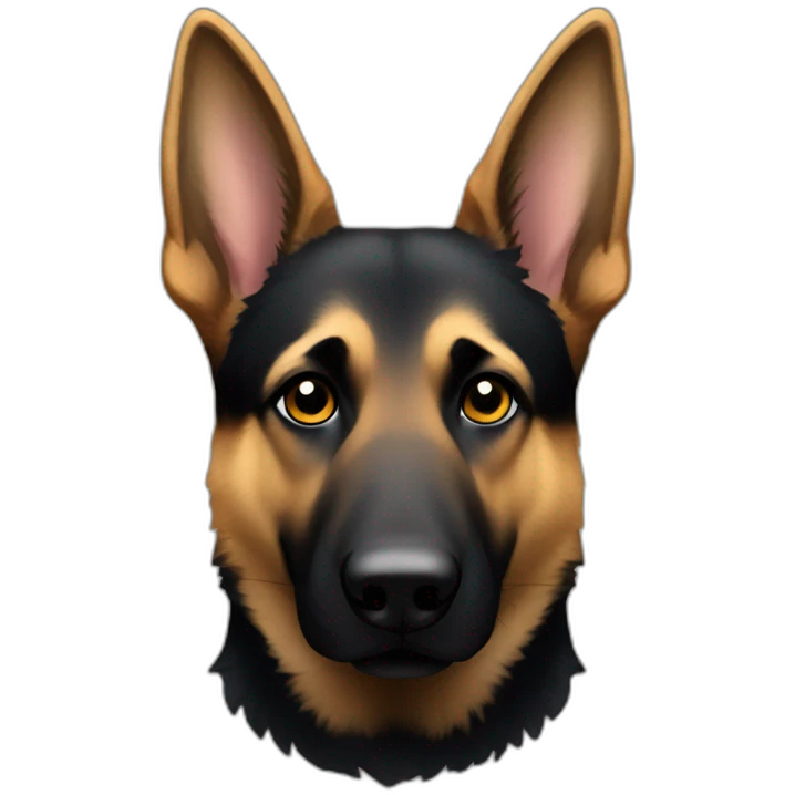 German shepherd with very small eyes black fur emoji
