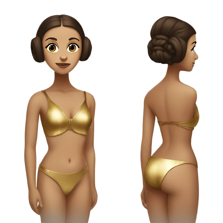 Princess Leia with golden bikini emoji