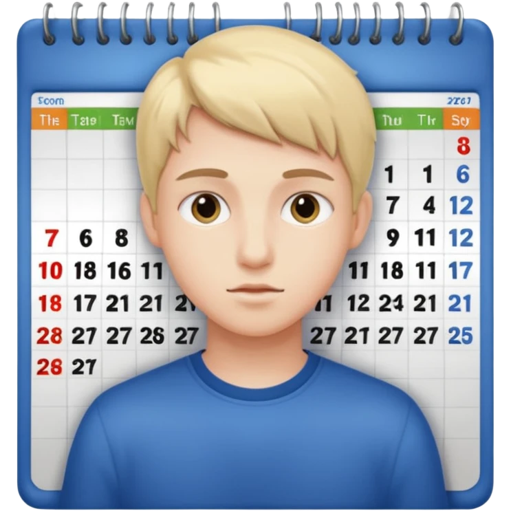 teenager looking through a calendar emoji