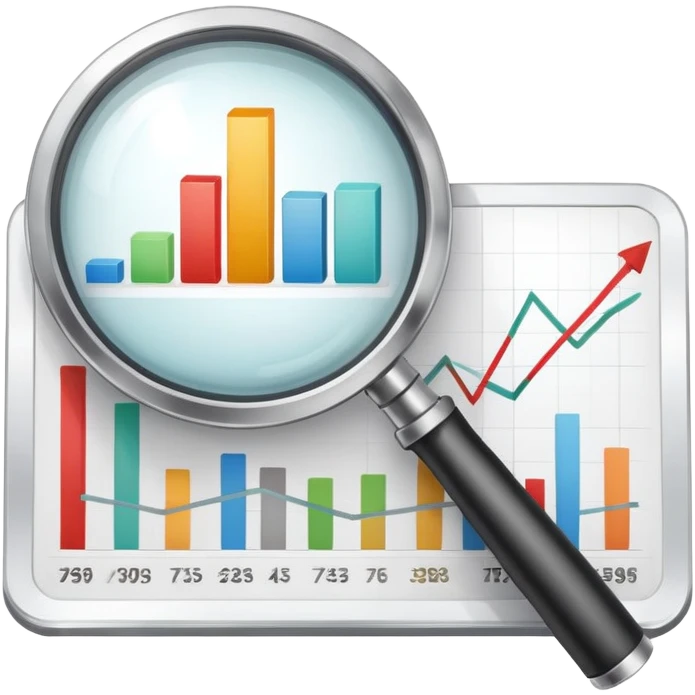 magnifying glass examining price charts and graphs emoji