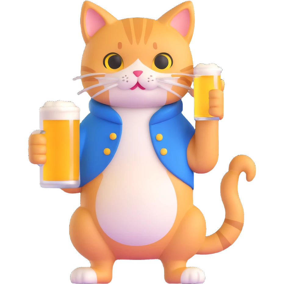cat holding a beer emoji