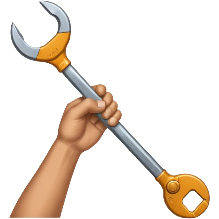 A man's hand holds a wrench emoji