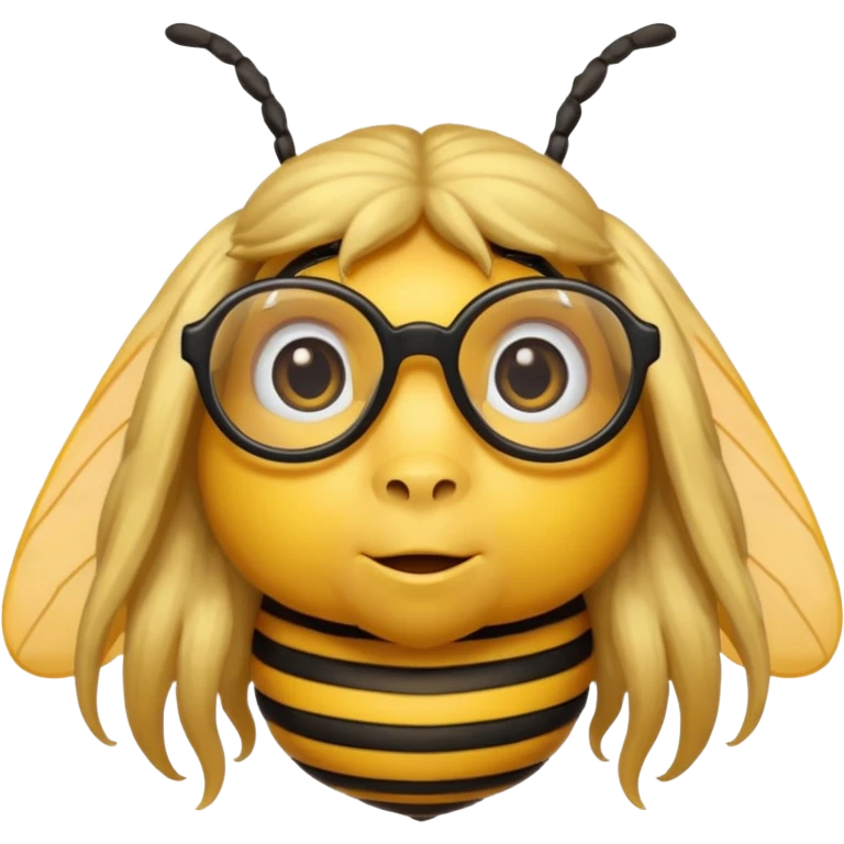 long hair bee with glasses emoji