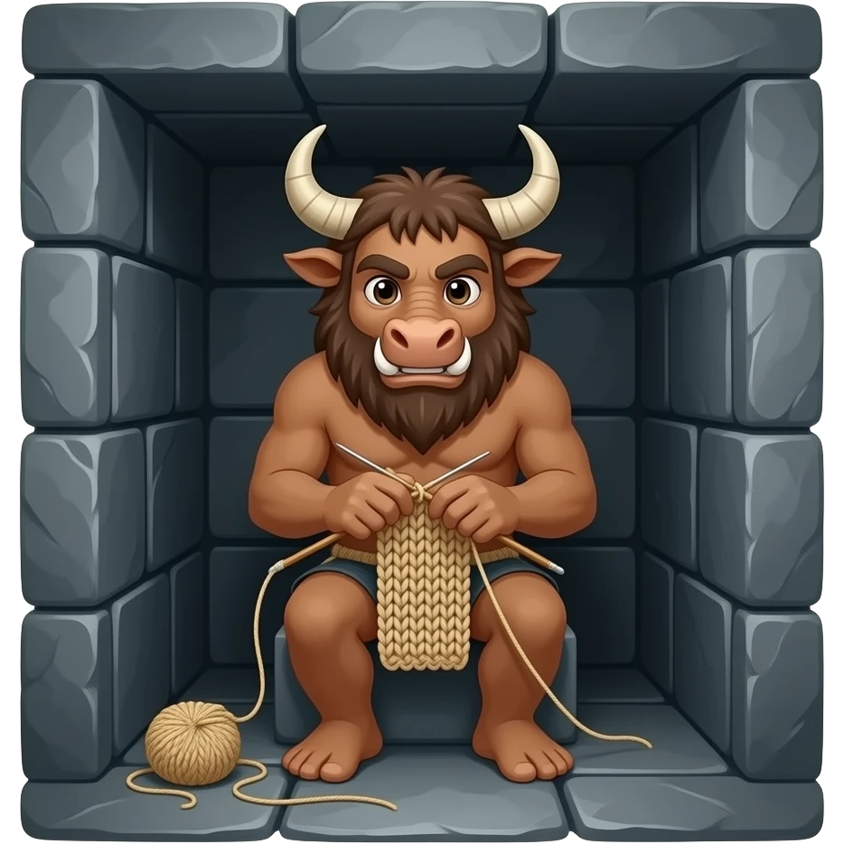 The Minotaur crocheted his pants in the middle of the labyrinth emoji