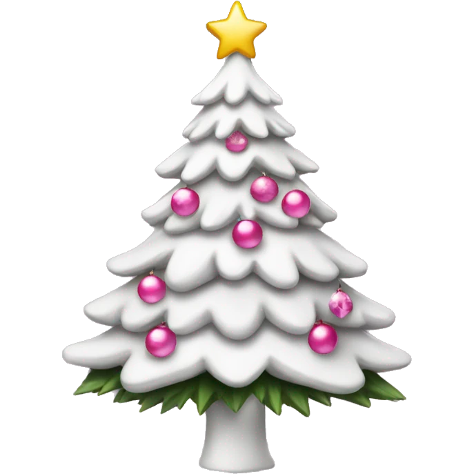 A  white Christmas tree  with pink decoration  emoji