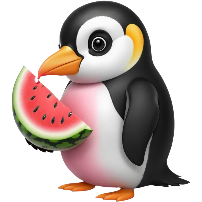 penguin eating watermelon emoji