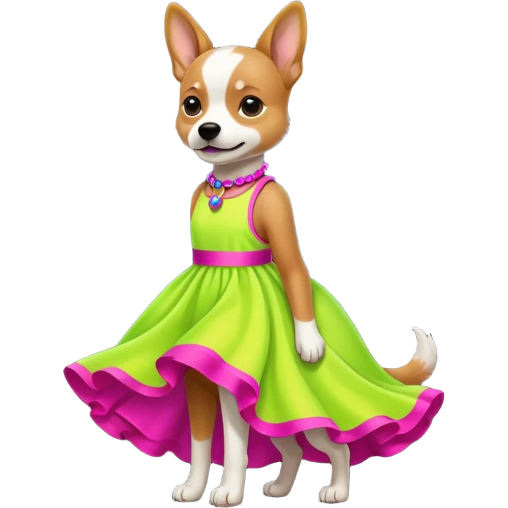 DOG wearring neon fashion dress emoji