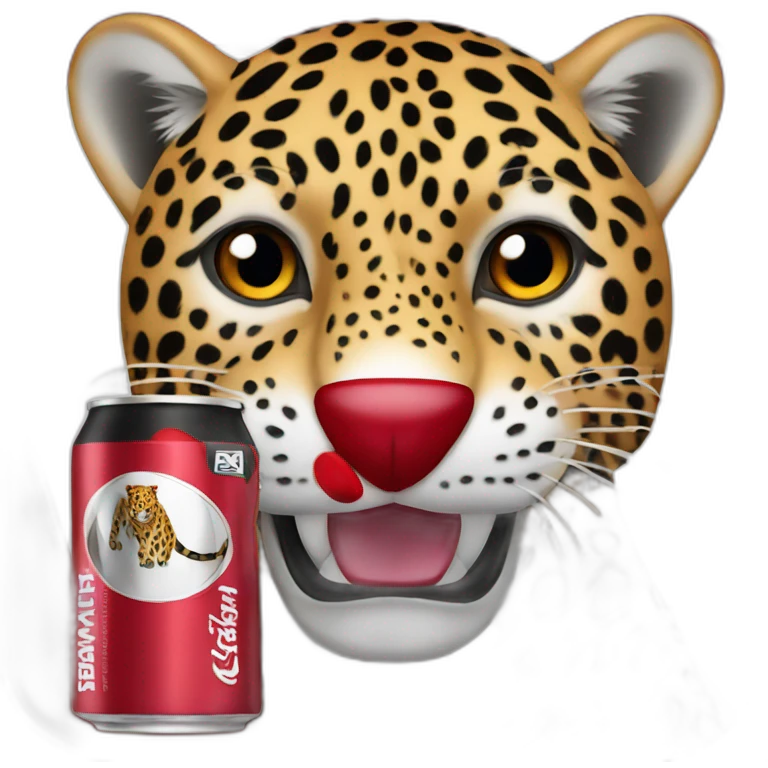 a jaguar drinking a black and red energy drink named jaguar emoji