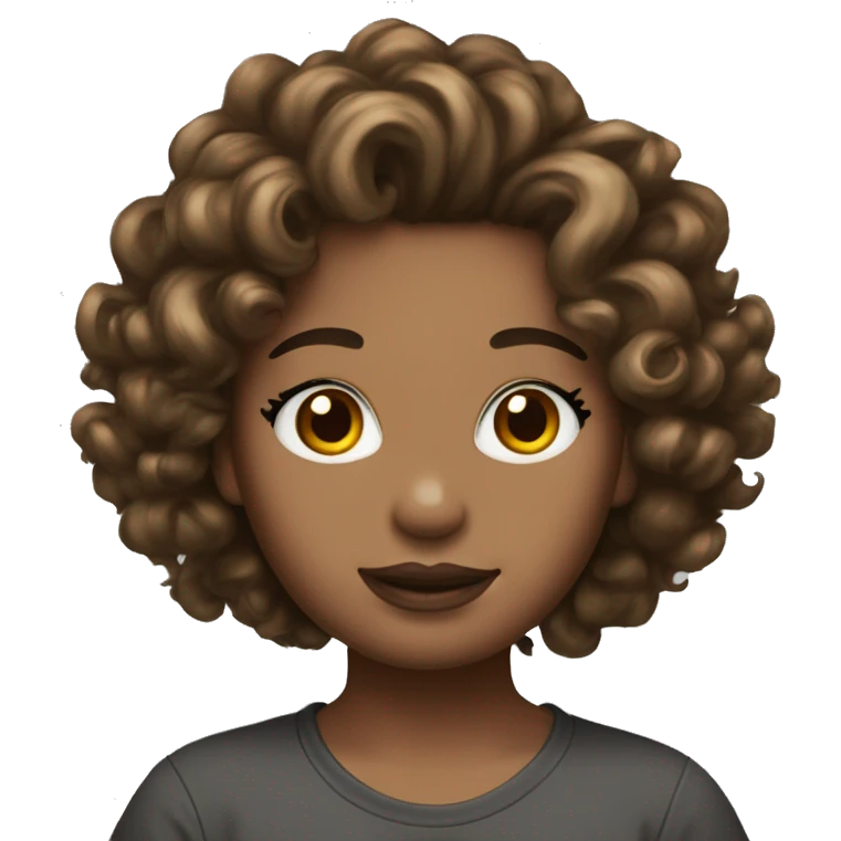 Boujee hello kitty with curly brown hair  emoji