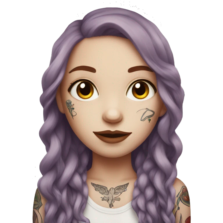 Beautiful girl with white skin, long red hair and tattoos emoji